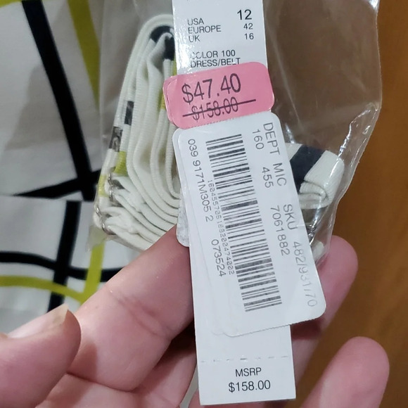 Gianni Bini green black white strapless nwt dress sharp - Picture 5 of 9